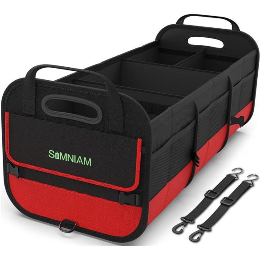 Large Trunk Organizer for Car, Collapsible Multi Compartment Car Trunk with 2